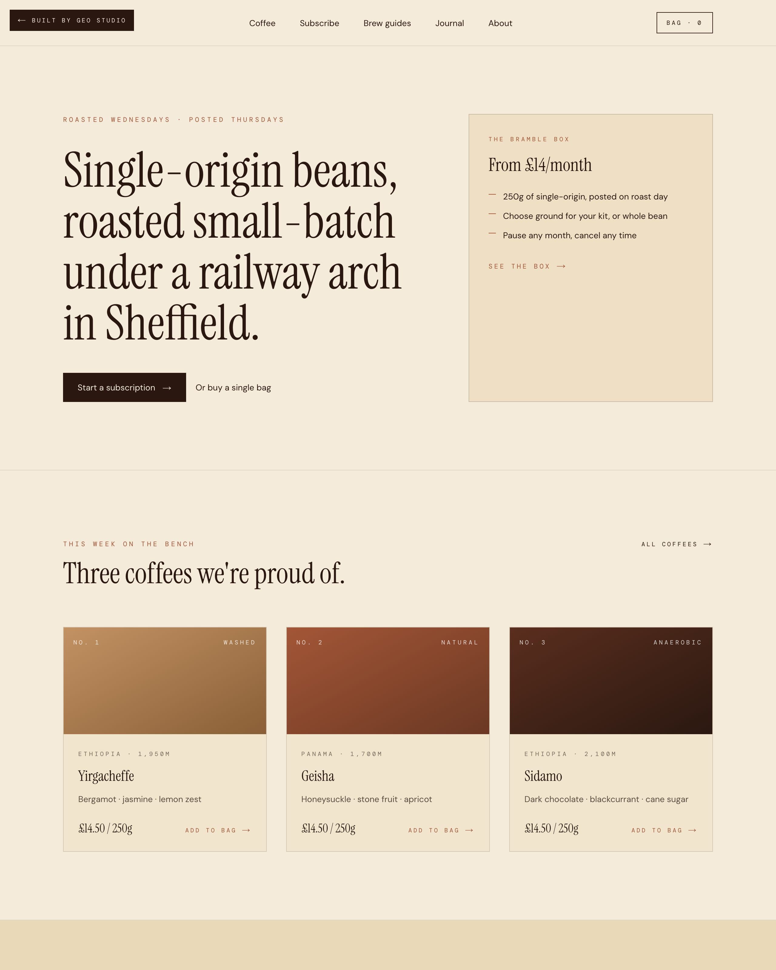 Bramble Coffee Roasters — live demo preview